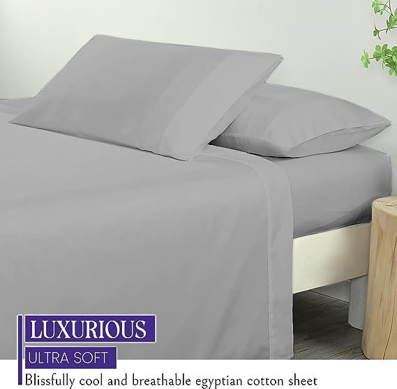 Silver Solid 800TC 100% Cotton - 48" x 75" Bunk Size Sheet Set - Cot Bed RV Bunk & Truck Sleeper - 12" Deep Pocket 4 Piece Sheet Set Perfectly Fit for RV, Truck Sleeper & Cot Bedsheets