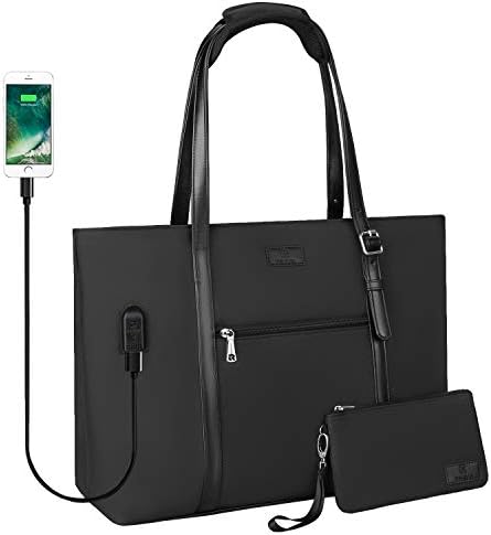 USB Laptop Tote Bag,Chomeiu Woman 15.6 inch Laptop Organizer Bag Teacher Work Purse (flower)