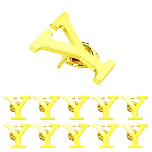 Image of 10Pack A-Z 26 Letters Pins Brooches Silver Plated Metal Broaches Pins-GOLD Initial Breast Brooch pin Tack Name Personalized Gifts for Women Men