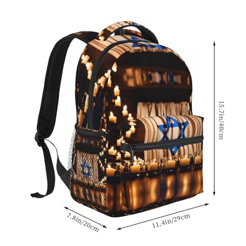 Sac à dos léger en toile imprimée drapeau israélien taille unique - 2