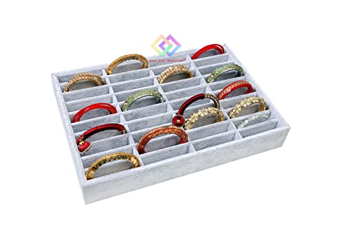 Image of 40 Bangle Velvet Jewellry Drawer Organizer Tray Stackable (Grey)