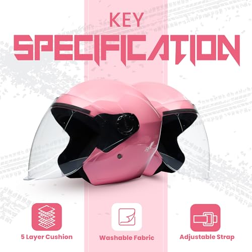 Image of Cortex Run Half Face Helmet Matt Finish with Scratch Resistant Curved Polycarbonate Visor, Hard ABS Shell Helmet for Men and Women | Clear Visor, Lightweight