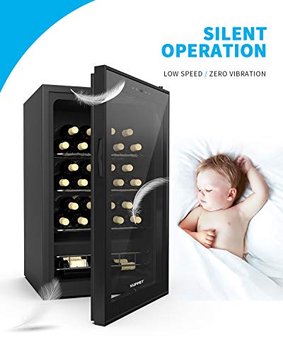KUPPET 27 Bottles Compressor Freestanding Wine Cooler/Chiller-Red/White Wine, Beer and Champagne Wine Cellar-Digital Temperature Display-Double-layer Glass Door-Quiet Operation
