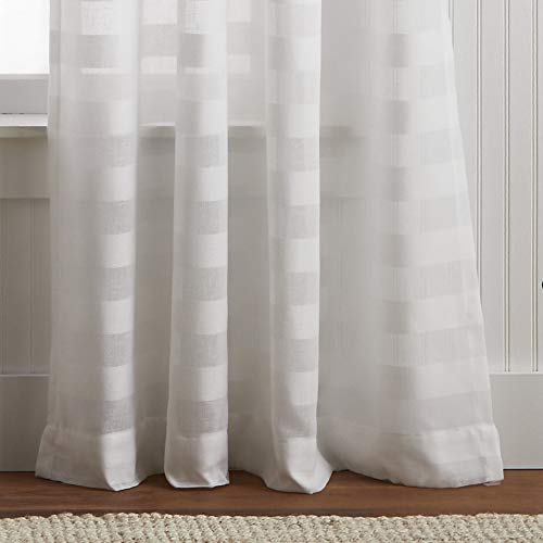 Martha Stewart Sandy Sheer Rod Pocket Window Curtain Panel Pair, 84", White #TOP2