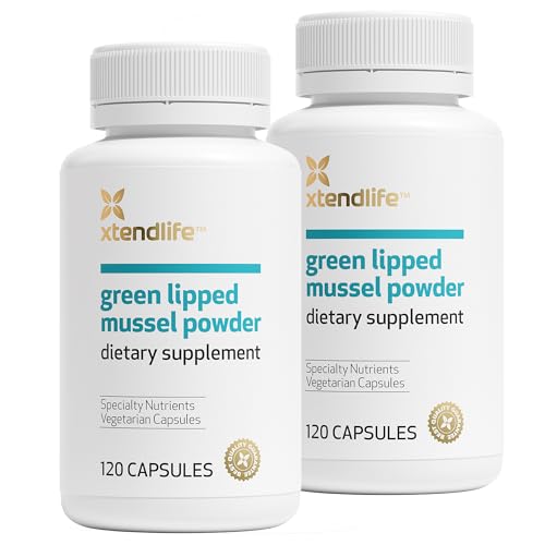 Xtendlife Green Lipped Mussel Powder - 2400mg Supplement with Omega-3 Fatty acids from New Zealand for Joint Health, 120 Capsules (2 Pack)
