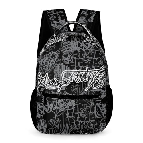 Dalicoter Mochila Hip-Hop Graffiti para Escola, Mochila Casual, Mochila de Viagem para Laptop para Meninos e Meninas, Letra grafite 1, 12.6' x 6' x 16.2', Mochilas Daypack