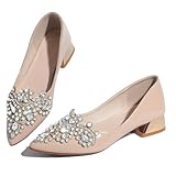 Apricot Pumps Shoes Women Rhinestone Pointed Head Pumps Comfortable Soft Memory Foam Insole Pumps Shoes for Women Comfortable Dress Shoes Size 8.5