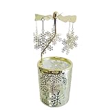 kingnero Carousel Candle Christmas Snowflake Rotary Candle Holder Spinning candleholer Metal Small G