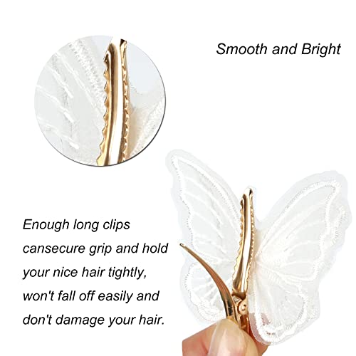 Naisier Butterfly Hair Clips 15 Pieces Lace Embroidery Flower Butterfly Hair Bow Pins 2.6 Inch Butterfly Hair Accessories For Halloween Cosplay Women Girls Teens Hawaii Hair Clips. White, 15 Pcs #TOP4