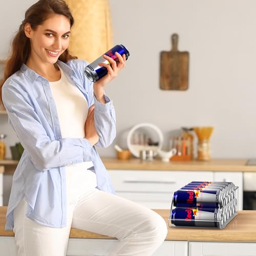 Sorbus Skinny Soda Can Organizer for Refrigerator - Slim Can Holder Drink Dispenser for Fridge - Soda Can Organizer for Fridge, Pantry, Kitchen Organization and Storage (Set of 4) by Sorbus - Image 7