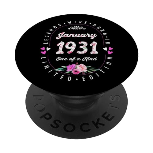 Cumpleaños Floral - Las Leyendas nacen en Enero de 1931 PopSockets PopGrip Intercambiable