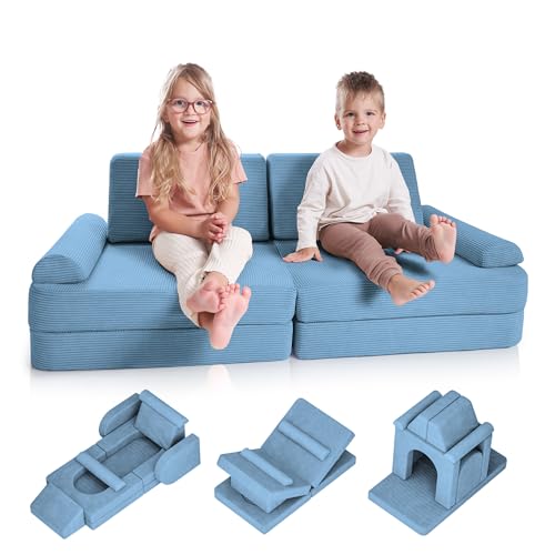Image of ZICOTO Modular Kids Play Couch for Fun Play Time or Comfy Lounging - The Perfect Toddler Sofa to Boost Creativity and Easily Build Magical Forts and More in Your Playroom/Nursery
