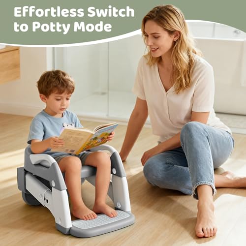 Potty Training Toddler Toilet Seat,Upgrade 3 in 1 Steps Stool,Multi-Functional Splash-Proof Guard,Foldable for Kids Boys Girls,Adjustable Toilet seat Toddler in Bathroom (Grey) - Image 2