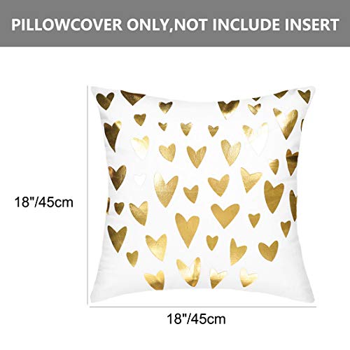Uxcell Bronzing Home Pillowcase 18X18 Inch Decorative Cushion Pillow Cover Couch Gold Print Throw Pillow Covers Set Of 2, Heart Print 2# #TOP3