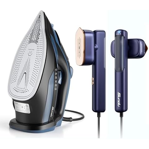 Sundu Steam Iron for Clothes with Rapid Heating Ceramic Coated Soleplate, Travel Steamer for Clothes, Steamer ＆ Iron 2 In 1, Portable Handheld Garment Steamer Cover