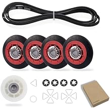 Upgraded WED8127LW1 YWED5100HW2 YWED7120HC2 WGD5100HW2 WGD5100HC2 WGD8127LW2 Dryer Repair Kit Includes Drum Roller & Belt & Idler Pulley Replace For Whirlpool Dryer