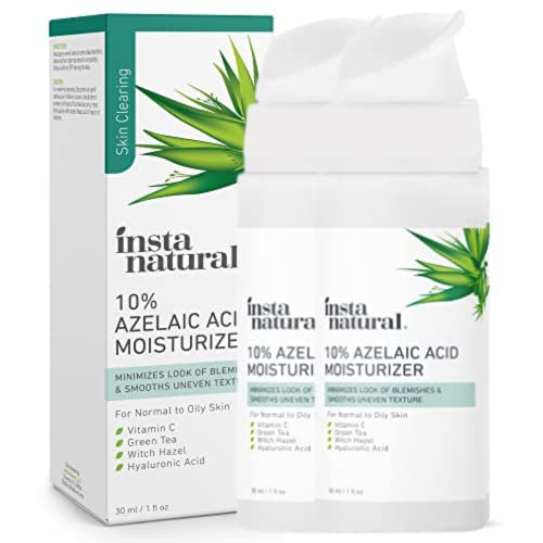 InstaNatural 10% Azelaic Acid Moisturizer - Hyperpigmentation Treatment & Pore Minimizer - Lightweight Hydrating Face Cream for Blemish & Aging - Green Tea, Witch Hazel & Hyaluronic Acid - 1 oz