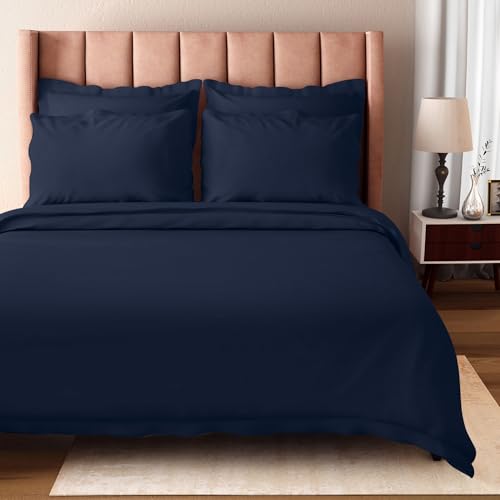 BIOWEAVES Organic Cotton King Duvet Cover Set, Navy Blue