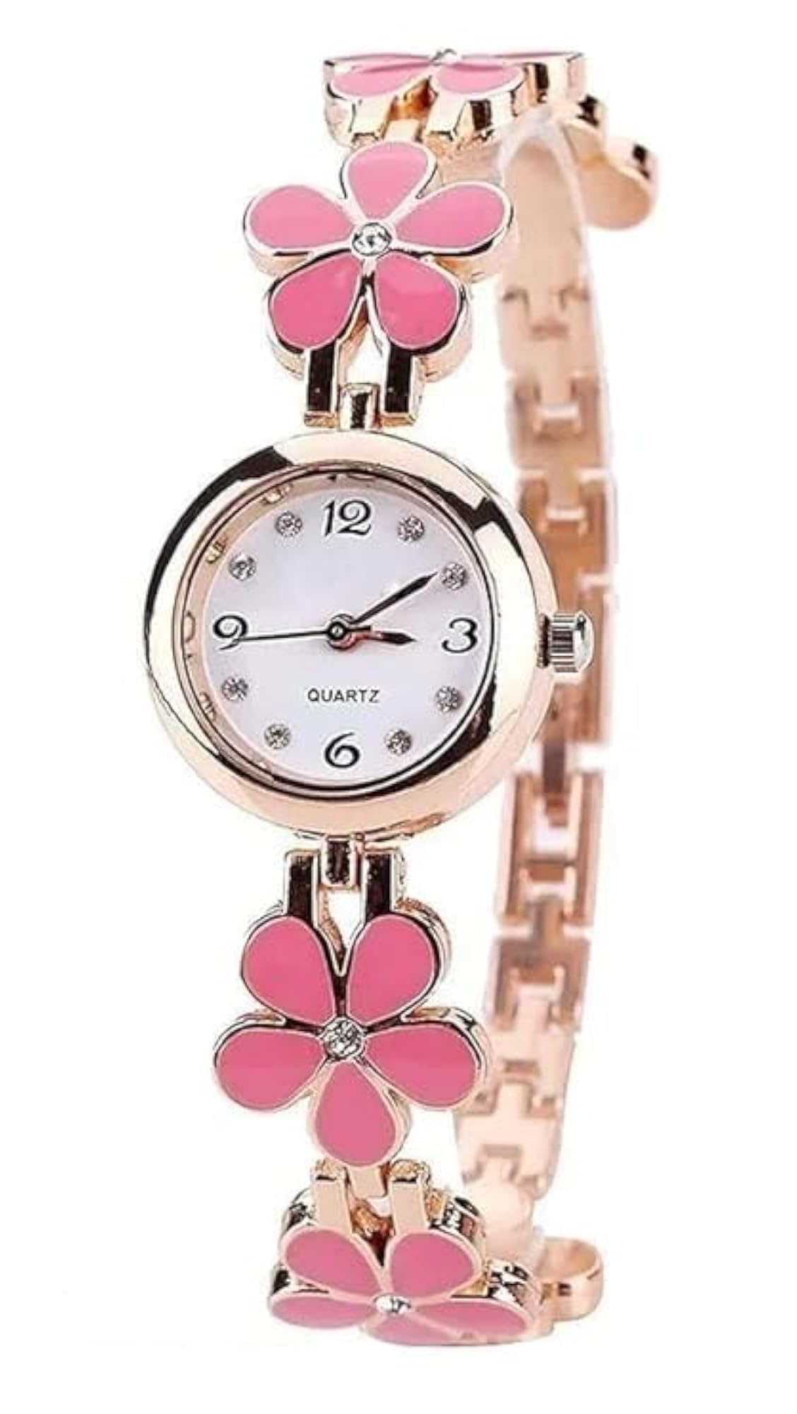 Women's White Flower Premium Analog Watch, Elegant Design