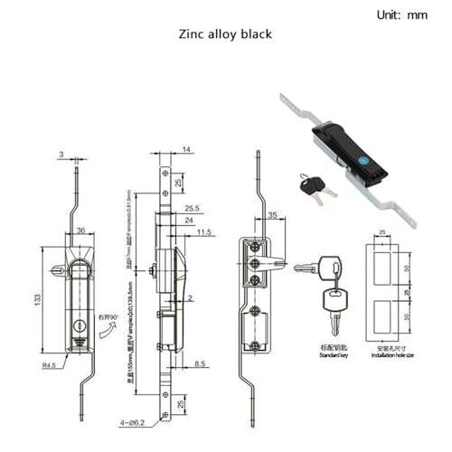Serrure à came haute résistance ZDC-black pour armoire de commutation