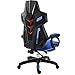 ZMIN Racing Gaming Stuhl mit Fußstütze Esports Bürostuhl Mit Lenden und Nackenstütze für E-Sport Büro Live-Übertragung, 200 kg Belastbarkeit,Blau