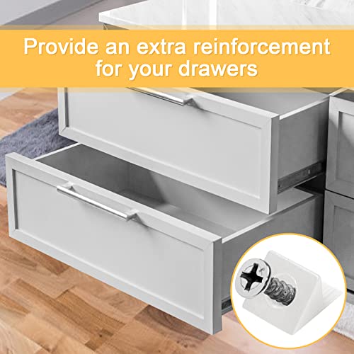 40 Stück Rückwandschrauben, WitBicg Schubladenboden Verstärkung Rückwandverbinder Schrankrückwand Unstoff Keile Schrankrückwand Mit Schrauben - Reparieren Sie Ihre Schlaffen Kommodenschubladen, Weiß