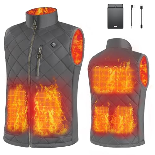 Vofuoti Beheizbare Weste Damen mit Powerbank, Heizweste Herren mit Elektrischem USB-Körperwärmer, Schlank Geschnittene Elektrische Heizweste für Motorrad Outdoor Schwarz-Damen XS Große Größe