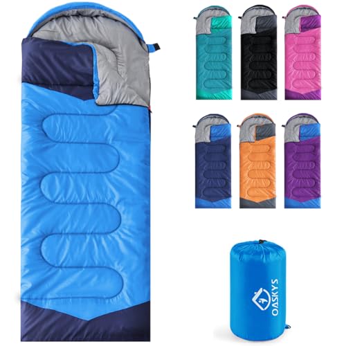 oaskys Camping Sleeping Bag - 3 Season Warm & Cool Weather - Summer Spring Fall Lightweight...
