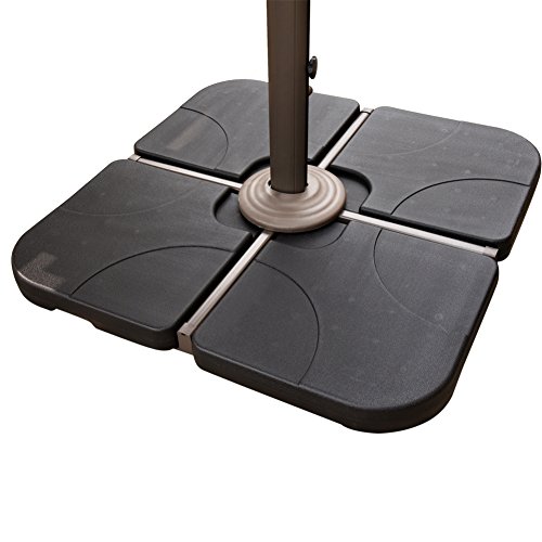 SNAIL Fillable Umbrella Weights for Offset Patio Umbrella, Sand or Water Filled Cantilever Umbrella Square Base Plate Set, Pack of 4, 176 lb After Sand Filled, Black
