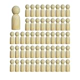 55 Pieces Wood Peg Dolls Unfinished Wooden People Craft Blank Family Figures 7/8 x 2-3/8 inch