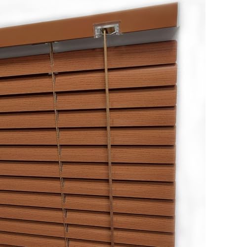 Persianas venecianas de Aluminio de Interior Grano de Madera recortables protección Visual,antideslumbrante,contra la luz y Solar para Ventanas y Puertas Salón (W120cm×H180cm,Reddish Brown)