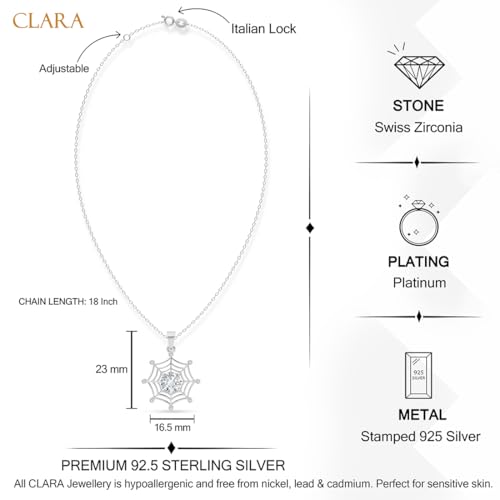 Image of Clara 925 Silver Solitaire Pendant Necklace with Chain for Women & Girls