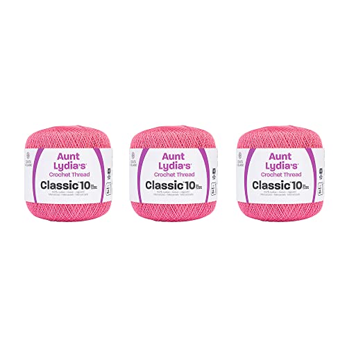 Image of Aunt Lydia's Classic 10 Cotton Crochet Thread, French Rose, 3-Pack