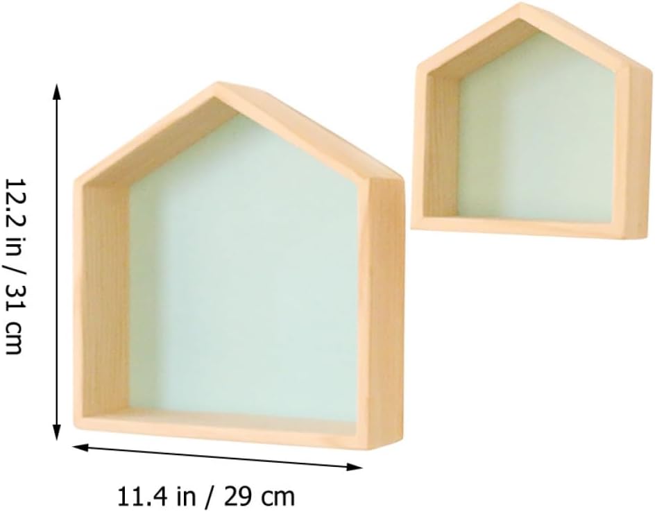 Beaupretty 2pcs Wall Shelves for Wall Decor Floating Wood Display Shelves in House Shape Large and Small for Home Organization