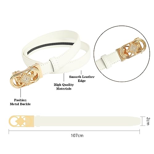 Image of Aurolran Women's Fashion Classic Metal Buckle Leather Belt with Jeans Dress