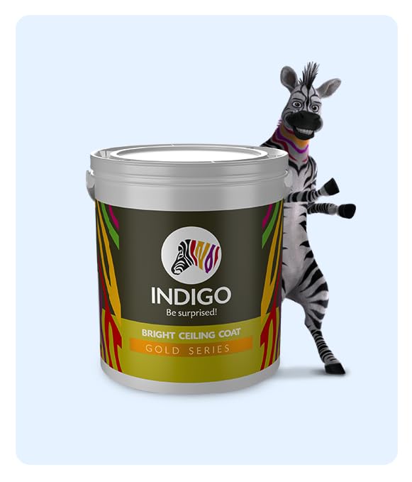 Image of Indigo Bright Ceiling Coat Gold Series - Premium Matt Finish Ceiling Paint | Brilliant Brightness | Hides Ceiling Imperfections | Anti-Fungal Interior Emulsion | 4 L Brilliant White