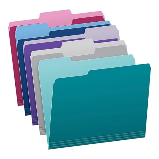 Pendaflex 02315 Lot de 100 chemises de classement bicolores, format lettre, assortiment de 5 couleurs (bleu sarcelle, violet, gris, bleu marine et bordeaux), onglets coupés sur 1/3