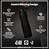 Ion8 1 Litre Water Bottle, Leak Proof, Flip Lid, Carry Handle, Rapid Hydration, Dishwasher Safe, BPA Free, Contoured Grip, Ideal for Travel, Gym & Activity, Carbon Neutral Recyclon, 32 oz, Black - Image 6