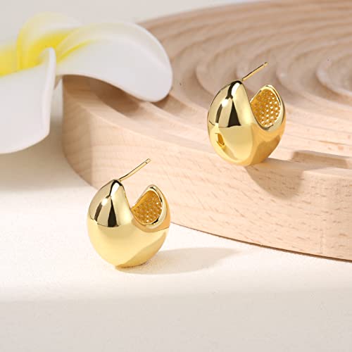 Chunky Gold Hoop Earrings For Women, Lightweight Open Hoops With 14K Yellow Gold Plated Minimalist Jewelry Gifts For Women Girls #TOP2