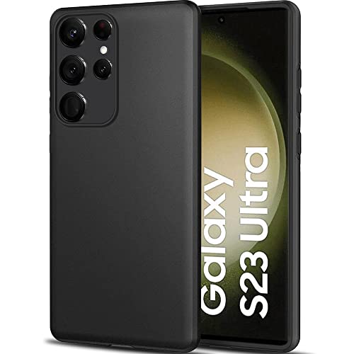 Image of TheGiftKart Sleek Back Cover Case | Slim Fit Protective Design | Ultra Matte Finish| Soft Silicon Back Cover for Samsung S23 Ultra 5G (TPU | Black)
