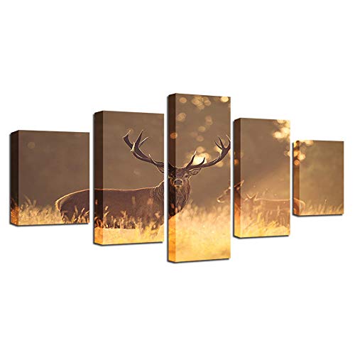 Tableau moderne 5 pièces élans idée cadeau déco pour le bureau