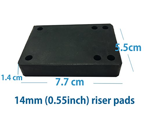 Image of VJ Longboard Skateboard Riser Pads, Rubber, Set of 2, Size 3mm (1 /8 inch) 6mm (1 /4 inch) 12mm (1 /2 inch) 14mm Angel Wedge Riser Pads, Black