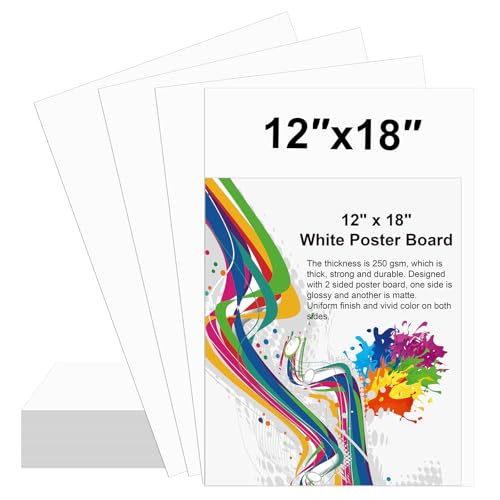 Image of 50 Pcs 12 inch x 18 inch Poster Board White Poster Board Paper Bulk 250 GSM Thickness Vision Boards Smart Poster Board for Drawing School Arts Craft Projects Presentations Scrapbooking Blank Graphic Display