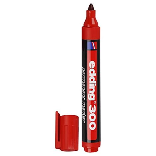 edding 300 marcador permanente - rojo - 1 rotulador- punta redonda 1,5-3 mm - resistente al agua, de secado rápido, rotuladores indelebles - para cartón, plástico, vidrio, madera, metal