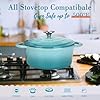 COOKWIN Enameled Cast Iron Dutch Oven, 5 QT Bread Baking Pot with Self Basting Lid, Non-stick Enamel Coated Cookware Pot, Great Christmas Gifts for Family, Teal #3