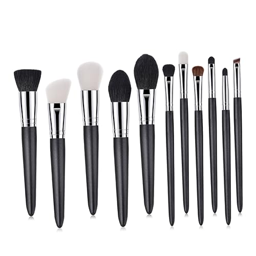 Vaguelly Brochas De Maquillaje De Pelo De Cabra Con Mango De Madera Para Difuminar Aplicar Polvo Rubor y Sombras De Ojos
