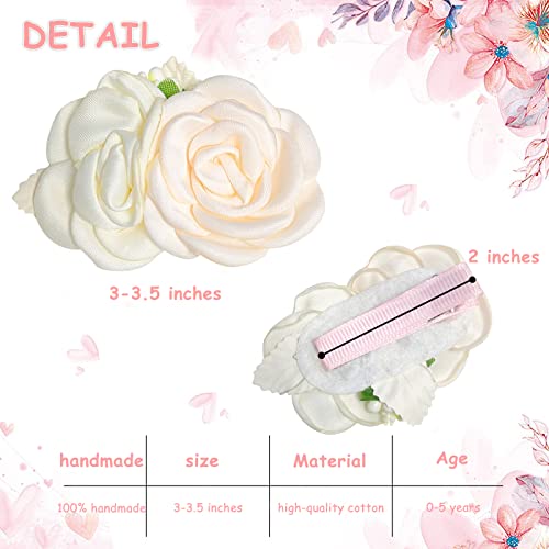 10Pcs Baby Flower Hair Clips White, Baby Girl Floral Imitation Pearl Hair Clip, Toddler Fully Lined Blue Alligator Clips, Non Slip Handmade Hair Accessories, For School Outdoor Party Birthday #TOP3