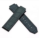 Ancho: 25 * 19 mm ROUHO Reemplazo De 25Mm De Caucho Correa De Reloj De Cuero De Banda para Hublot Big Bang-Azul Claro