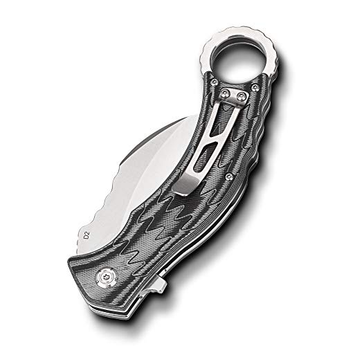 Qsp Edc Karambit Folding Knife With Ball Bearing, D2 Blade 5.375'' G10 Handle, Qs120, Eagle (Gray) #TOP3