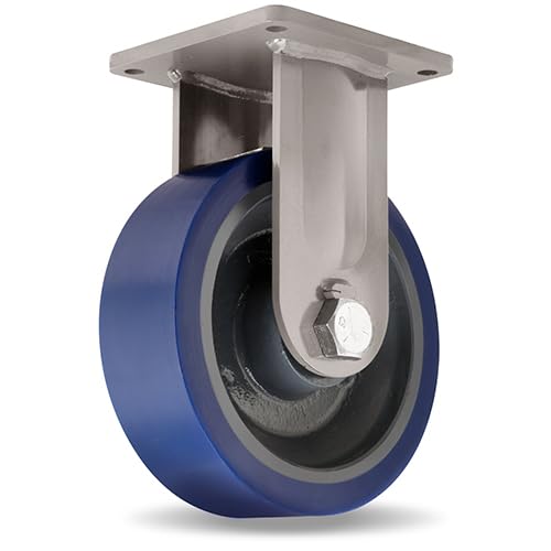 12" Hamilton-Maxi-Duty R-MD-124SYT Rigid Plate Caster, Polylast Wheel, 7200 lbs